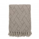 bloomingville plaid coton recycle beige franges ton naturel motif chic