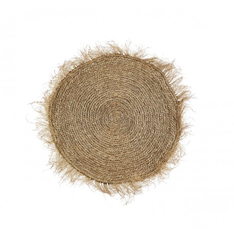 madam stoltz tapis rond seagrass herbier naturel franges