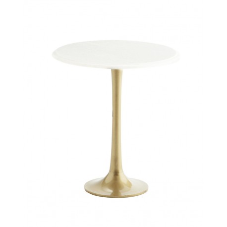 madam stoltz gueridon table d appoint marbre blanc metal laiton dore