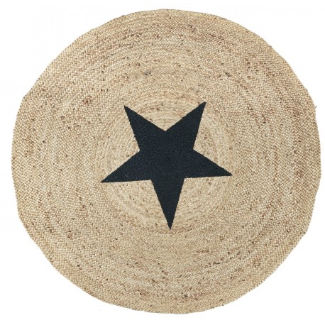 tapis enfants rond jute naturel etoile noire ib laursen