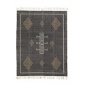 madam stoltz tapis noir coton tisse main motif geometrique ethnique