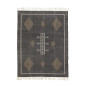 madam stoltz tapis noir coton tisse main motif geometrique ethnique