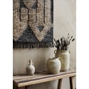 madam stoltz tapis coton noir broderie jute motif geometrique ethnique