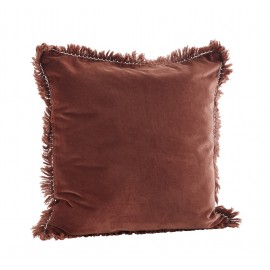 madam stoltz housse de coussin velours rouge bordeaux henne franges