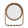 madam stoltz miroir mural rond cadre rotin avec pateres