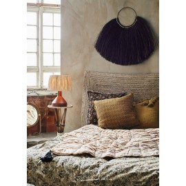 madam stoltz miroir mural rond cadre rotin avec pateres