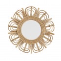 madams toltz miroir mural rond fleur soleil bois clair bambou vintage