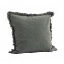 Housse de coussin coton fines rayures Madam Stoltz vert