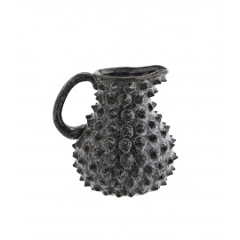 vase carafe gres decorative pointes de diamant gris fonce