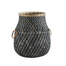 panier rond chic bambou cache pot vert noir madam stoltz