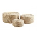 Poufs jonc tressé naturel Madam Stoltz (set de 3)