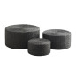 madam stoltz set 3 poufs ronds en fibre de papier noir
