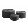 madam stoltz set 3 poufs ronds en fibre de papier noir