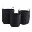 paniers tresses fibre de papier noir madam stoltz set 3