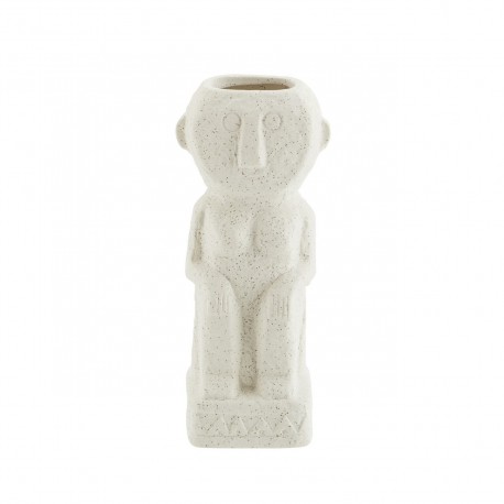 madam stoltz petite statuette homme vase gres blanc