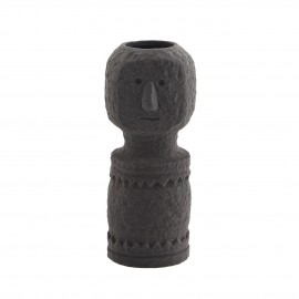 Vase statuette visage grès Madam Stoltz noir