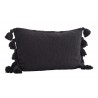 madam stoltz housse de coussin rectangulaire coton noir pompons