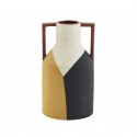 madam stoltz vase terre cuite design graphique peint jaune noir