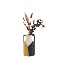 madam stoltz vase terre cuite design graphique peint jaune noir