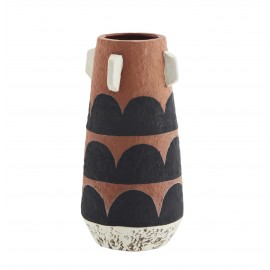 madam stoltz petit vase peint terre cuite motif noir