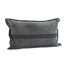 madam stoltz grande housse de coussin rectangulaire gris fonce rayures