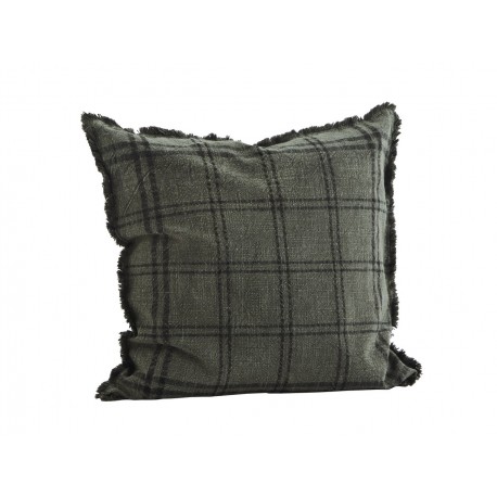 grande housse de coussin a carreaux vert fonce madam stoltz