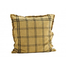 madam stoltz housse de coussin carree jaune moutarde grands carreaux