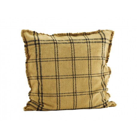 Grande housse coussin coton jaune moutarde Madam Stoltz