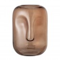 vase en verre forme de visage ambre marron bloomingville amida