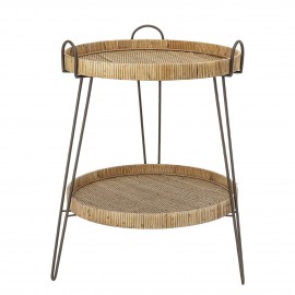 Beistelltisch mit 2 Rattan-Metalltabletts Bloomingville Elis