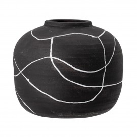 bloomingville vase boule terre cuite noir blanc peint niza