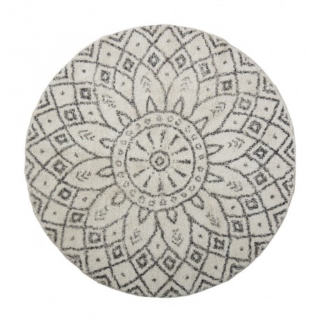 bloomingville petit tapis rond coton tufte noir blanc imprime acton