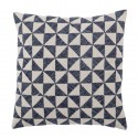 bloomingville coussin carre coton motif geometrique damier bleu blanc