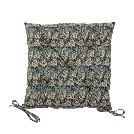 bloomingville coussin de chaise galette carre motif floral bleu