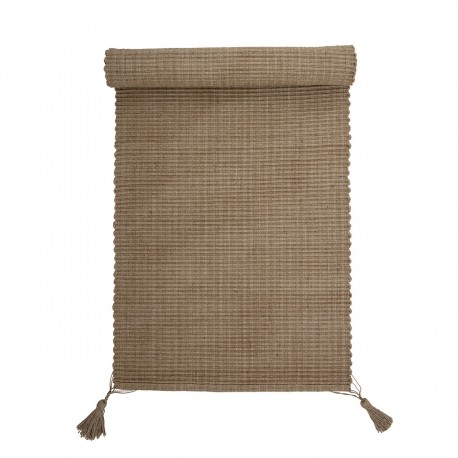 Tapis long jute naturel pompons Bloomingville Karli