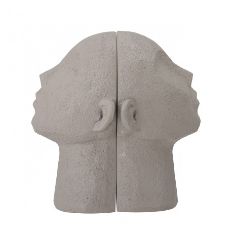 bloomingville sculpture tete serre livres polyresine gris baldur