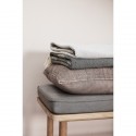 hubsch petit banc bois clair style scandinave avec coussin gris