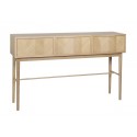 hubsch grande table console bois clair scandinave rangement 3 tiroirs