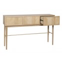 hubsch grande table console bois clair scandinave rangement 3 tiroirs
