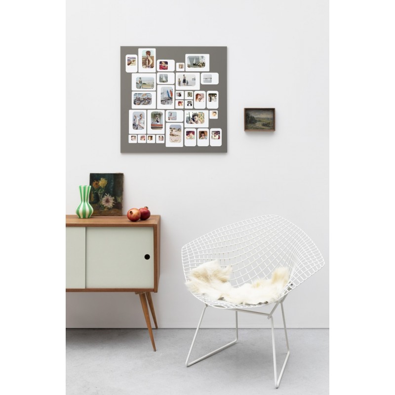 presse citron cadre photo mural pele mele magnetique design gris