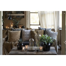 ib laursen housse de coussin carre lin chataigne marron dore
