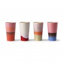hk living set de 4 tasse mugs a cafe gres multicolores