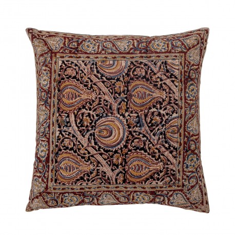 bloomingville coussin coton imprime style boheme motif indien rouge