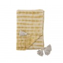 bloomingville couvre lit tie dye plaid coton recycle jaune decia