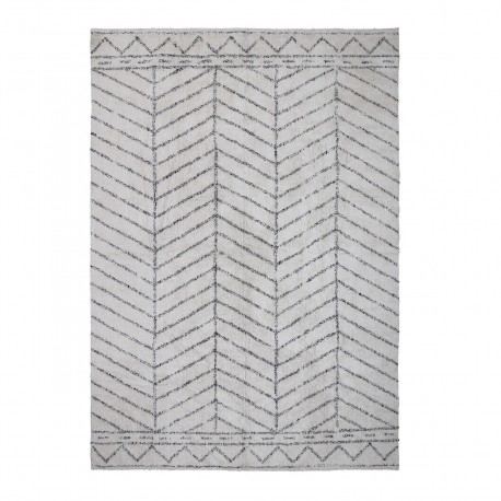 bloomingville tapis coton blanc motif geometrique noir 200 x 300 cm