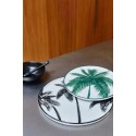 hk living assiette porcelaine noir blanc palmiers palms