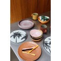 hk living assiette porcelaine noir blanc palmiers palms