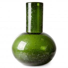 Vase verre soufflé bullé HK Living vert