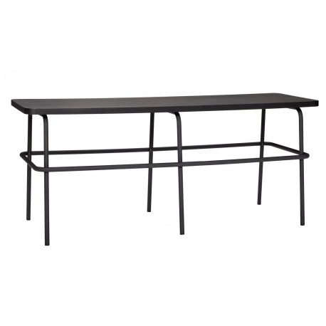 hubsch banc design noir metal bois moderne 110 cm 020907