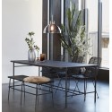 hubsch banc design noir metal bois moderne 110 cm 020907